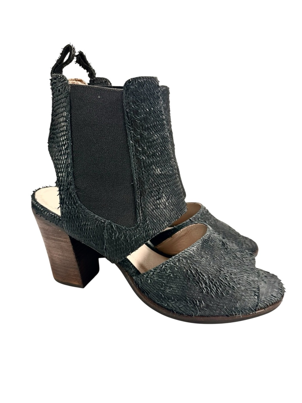 Matisse "Smith" Black Leather Peep Toe Heeled Bootie Size 8.5